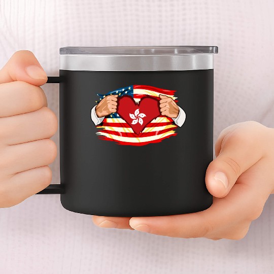 Hong Kongese Who Live in America HongKong Flag 14oz Stainless Steel Tumblers