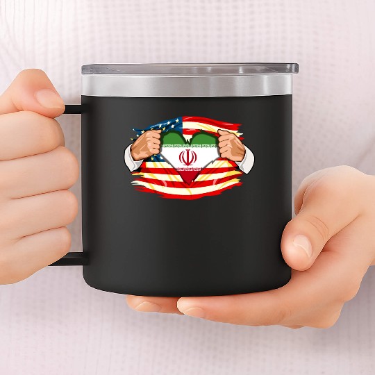 Persians Who Live in America Iran Flag 14oz Stainless Steel Tumblers
