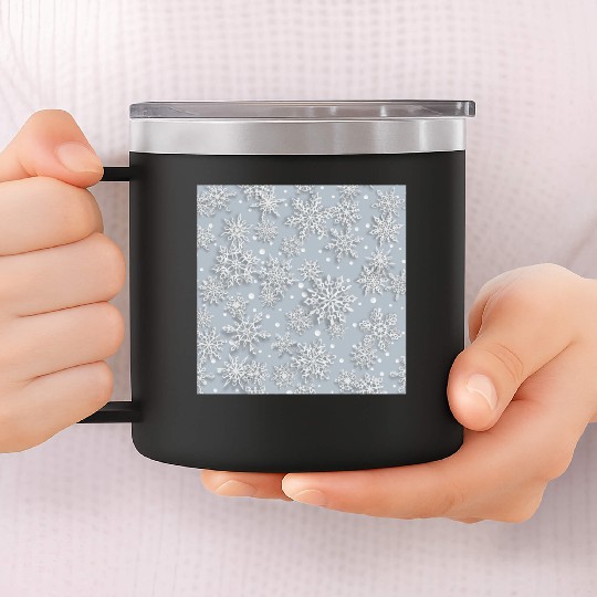 Grey Snowflakes Pattern 14oz Stainless Steel Tumblers