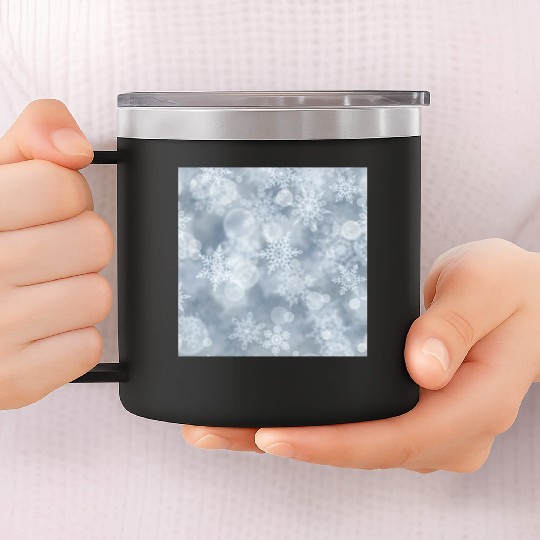 Grey White Snowflakes Pattern 14oz Stainless Steel Tumblers