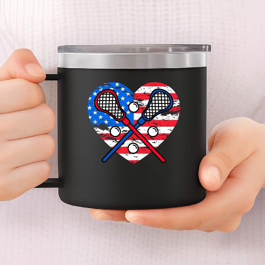 Lacrosse US Flag 14oz Stainless Steel Tumblers