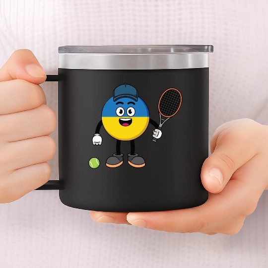 ukraine flag illustration as a tennis player 14oz Stainless Steel Tumblers