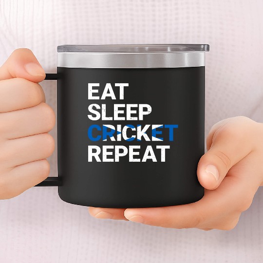 Eat Sleep Cricket Repeat Scotland Flag Sports Gift 14oz Stainless Steel Tumblers