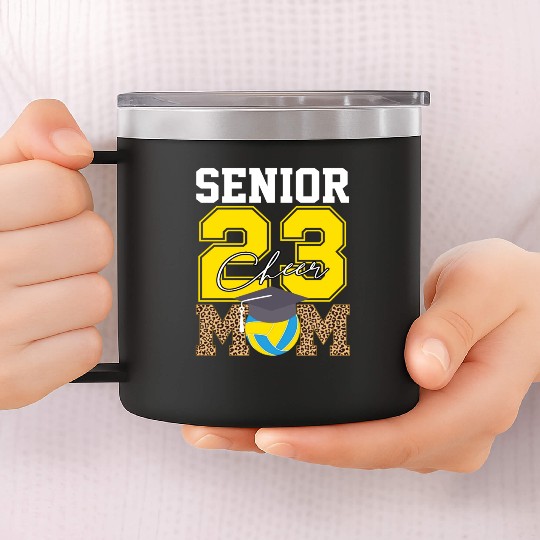 Cheer Mom Senior Class Of 2023 Volleyball Fan Gift 14oz Stainless Steel Tumblers