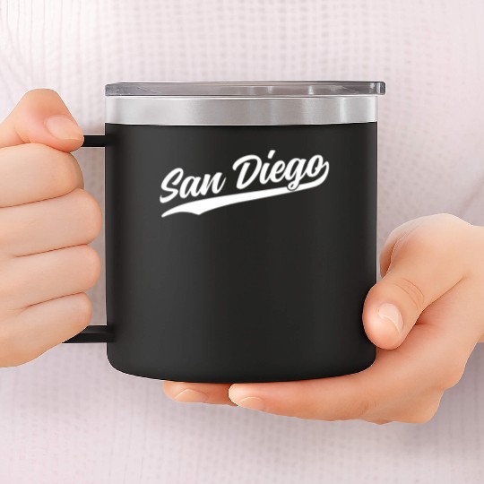 San Diego California Cool Ca Retro 1970S White Tex 14oz Stainless Steel Tumblers