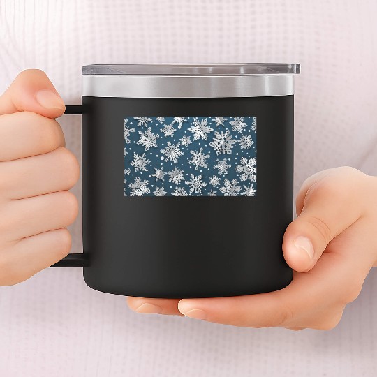 Modern Snowflakes Pattern Blue 14oz Stainless Steel Tumblers