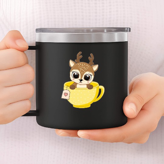 Girls Baby reindeer in cup Christmas kid gifts 14oz Stainless Steel Tumblers