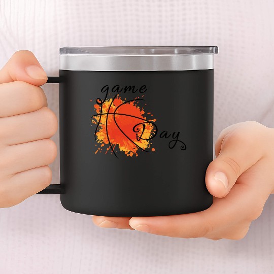 Game Day Basketball Lightning Bolt 14oz Stainless Steel Tumblers