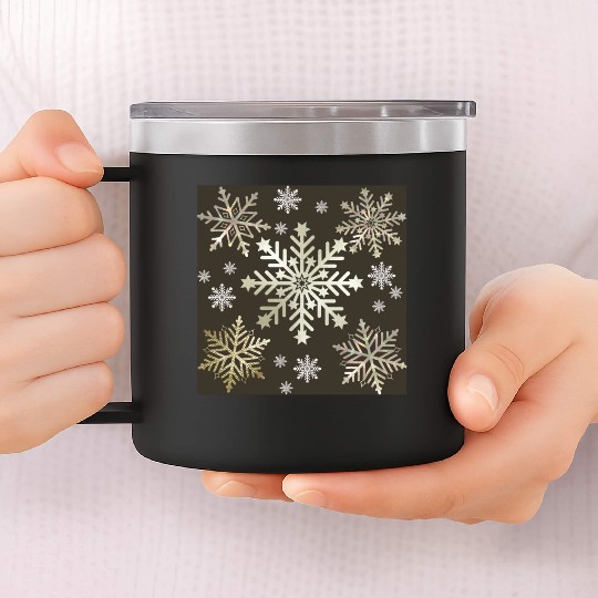Beige Snowflakes Christmas Pattern 14oz Stainless Steel Tumblers
