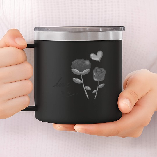 two flowers nature plant flower grey 14oz Stainless Steel Tumblers