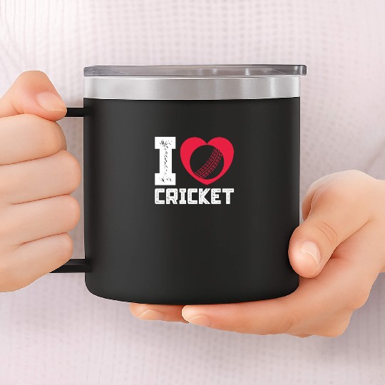 I Love Heart Cricket 14oz Stainless Steel Tumblers