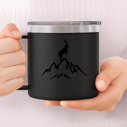 Mountain and Ibex, Mountains and Mountain goat 14oz Stainless Steel Tumblers
