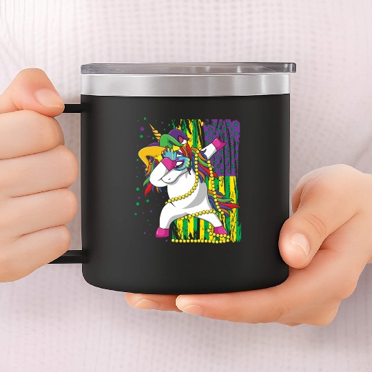 Dab Unicorn Festival Parade Beads Mardi Gras 14oz Stainless Steel Tumblers