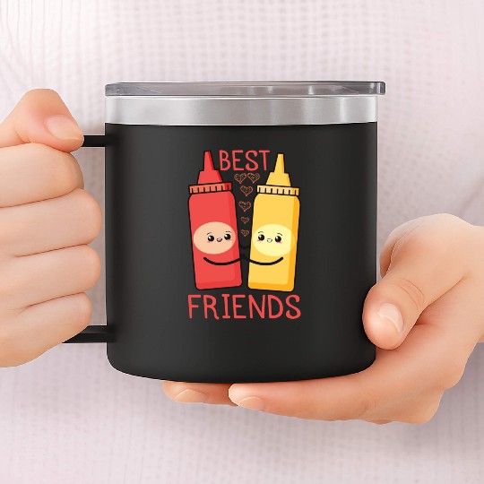 Ketchup Mustard Best Friends Forever 14oz Stainless Steel Tumblers