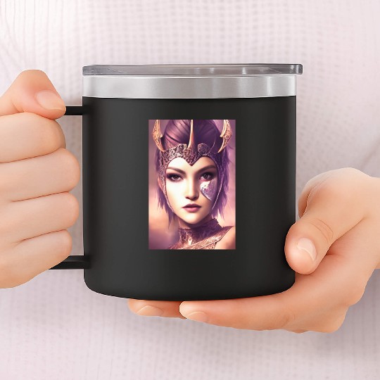 Warrior princess wearing gothic plate dark fantasy 14oz Stainless Steel Tumblers