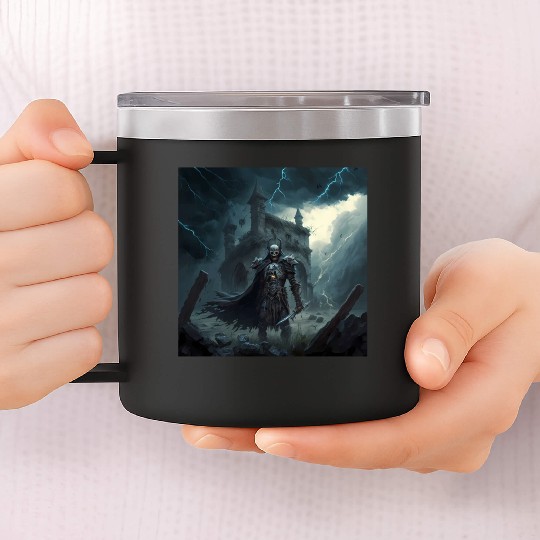 Death Knight in Thunderstorm 14oz Stainless Steel Tumblers