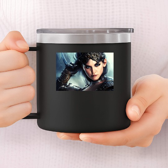 Warrior princess wearing gothic plate fantasy art 14oz Stainless Steel Tumblers