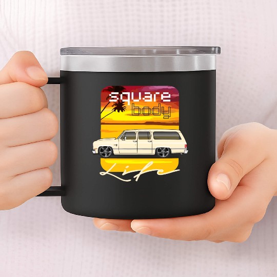 square Santa Fe Tan 14oz Stainless Steel Tumblers