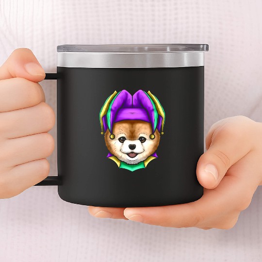 Cute Bear with Jester Hat for Mardi Gras 14oz Stainless Steel Tumblers