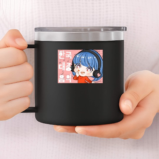Kpop Music Finger Heart Chibi Anime Manga Aestheti 14oz Stainless Steel Tumblers