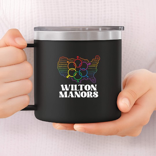 Wilton Manors Pride Flag Pride Month LGBTQ Flag 14oz Stainless Steel Tumblers