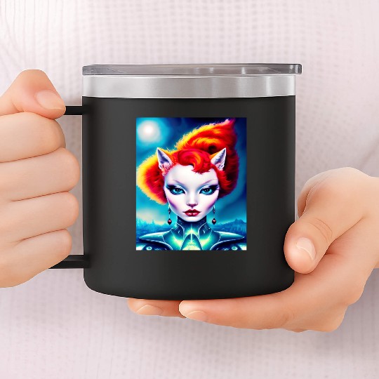 "Alien Cat Woman" 14oz Stainless Steel Tumblers