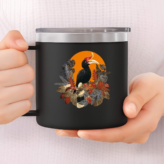 Low Polygonal Of Rhinoceros Hornbill Birds 14oz Stainless Steel Tumblers