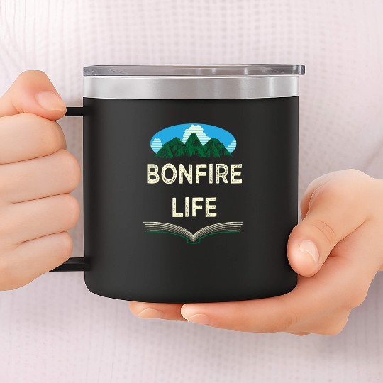 Bonfire Life Camping Wildlife Camper Outdoor Natur 14oz Stainless Steel Tumblers
