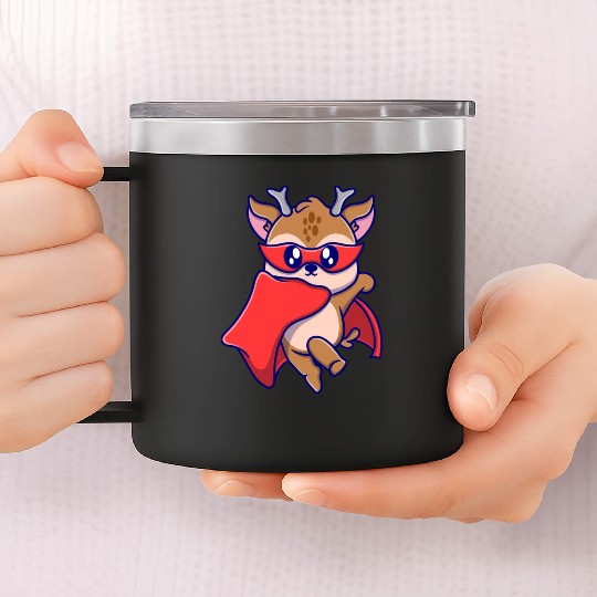 Cute super deer cartoon icon illustration gifts 14oz Stainless Steel Tumblers