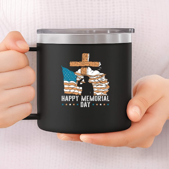 Patriotic Veteran USA Flag American Memorial Day 14oz Stainless Steel Tumblers