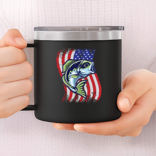 US Bass Fish 14oz Stainless Steel Tumblers