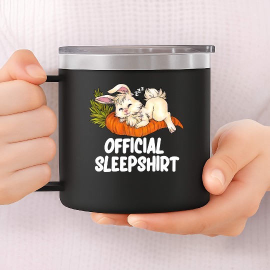 Sleep 14oz Stainless Steel Tumblers Sleeping Cute Bunny Chibi Rabbit