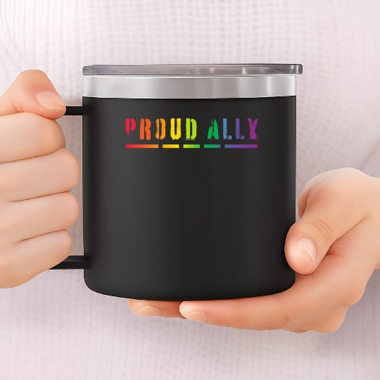 Proud Ally Pride LGBTQ, Pride Month, Rainbow 14oz Stainless Steel Tumblers