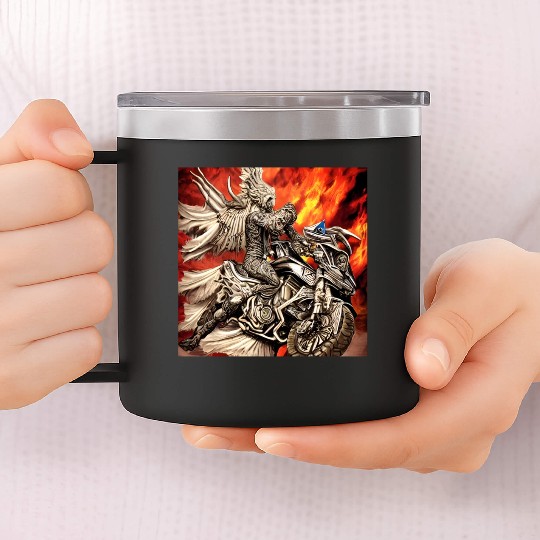 Devil Hellfire Riding Motorcycle 14oz Stainless Steel Tumblers