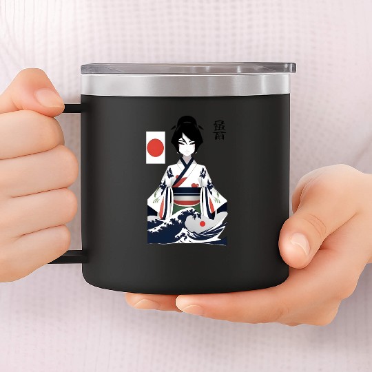 Japan Rokurokubi Yokai Women In Kanagawa 14oz Stainless Steel Tumblers