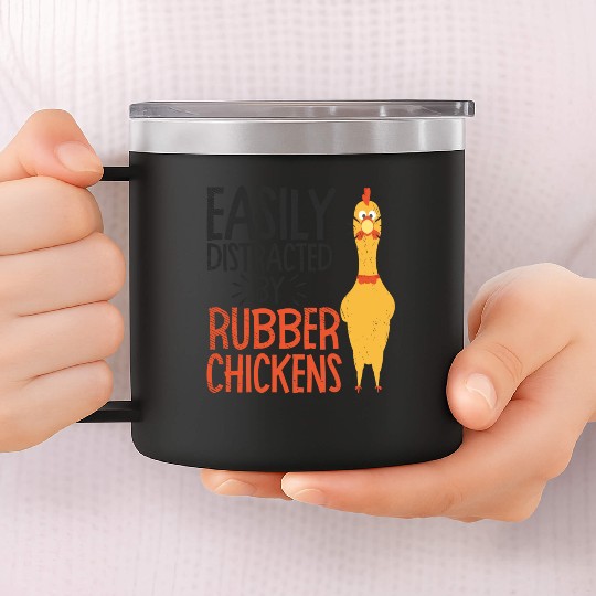 Rubber Chicken Enthusiast Loud Scream Yellow 14oz Stainless Steel Tumblers