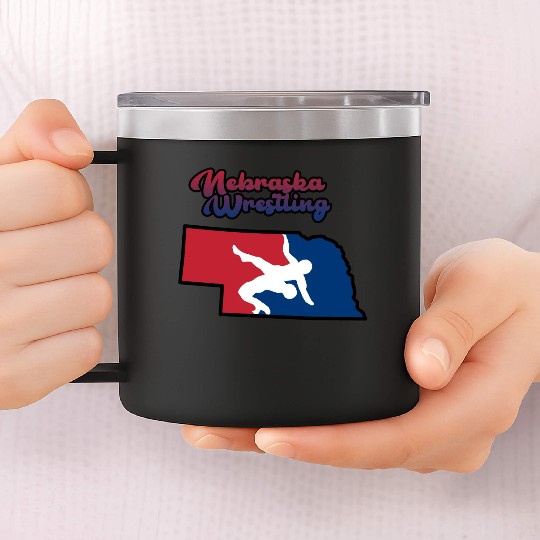 Nebraska Wrestling (USA Colors) 14oz Stainless Steel Tumblers