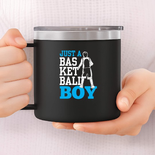 Just A Basketball Boy Player Team Coach Match 14oz Stainless Steel Tumblers