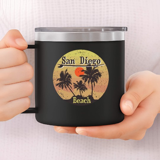 San Diego Beach Surfing 14oz Stainless Steel Tumblers 12166736 09