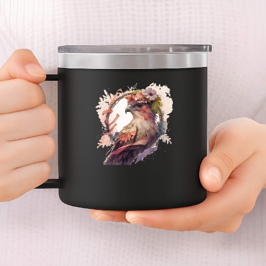 Birds Of Prey Kite Bird Flower Crown Floral 14oz Stainless Steel Tumblers