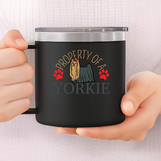 Property Of A Yorkie Yorkshire Lover 14oz Stainless Steel Tumblers
