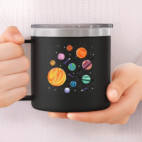 Solar System Planets Science Space Boys Girls 14oz Stainless Steel Tumblers
