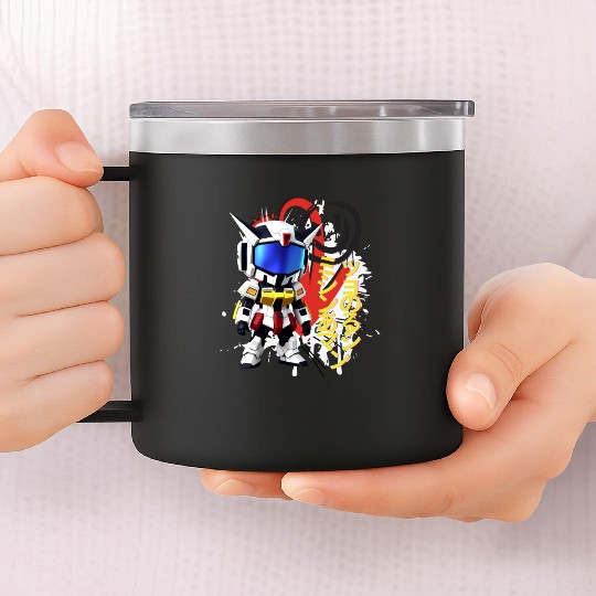 Chibi Mecha: A Cute Cyberpunk Design 8 14oz Stainless Steel Tumblers