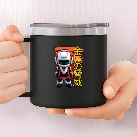 Chibi Mecha: A Cute Cyberpunk Design 7 14oz Stainless Steel Tumblers