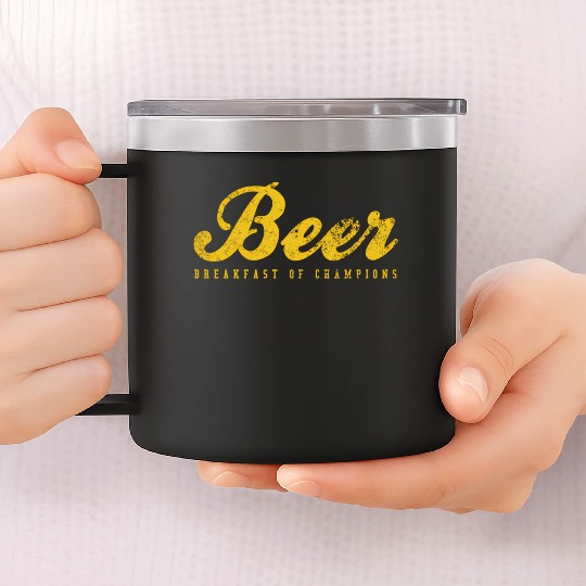 Beer Breakfast Of Champions Inred 14oz Stainless Steel Tumblers