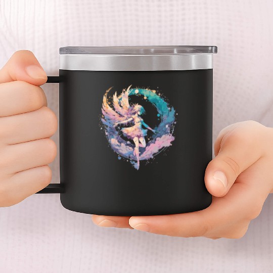 Watercolor Fairy Painting Fairycore Pastel Goth Bu 14oz Stainless Steel Tumblers