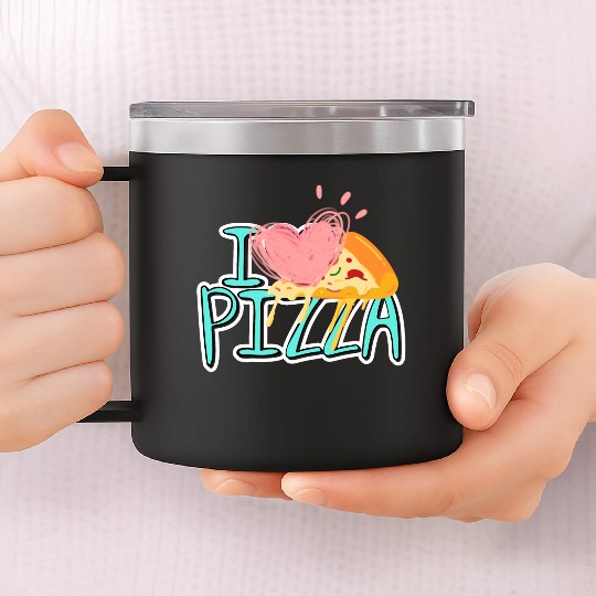 i love pizza 14oz Stainless Steel Tumblers
