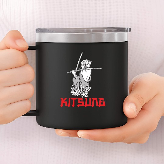 Kitsune Mask Japan Anime Kumiho Manga Fox Otaku 14oz Stainless Steel Tumblers