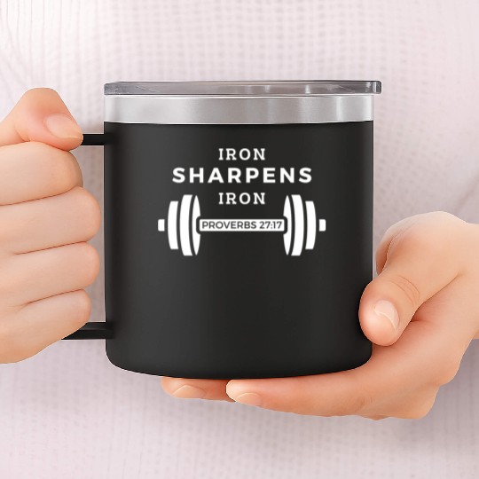 Iron Sharpens Iron (Proverbs 27:17) 14oz Stainless Steel Tumblers