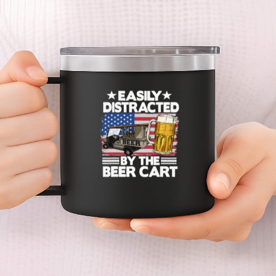 Halloween Easily Distracted By The Beer Cart Golf 14oz Stainless Steel Tumblers